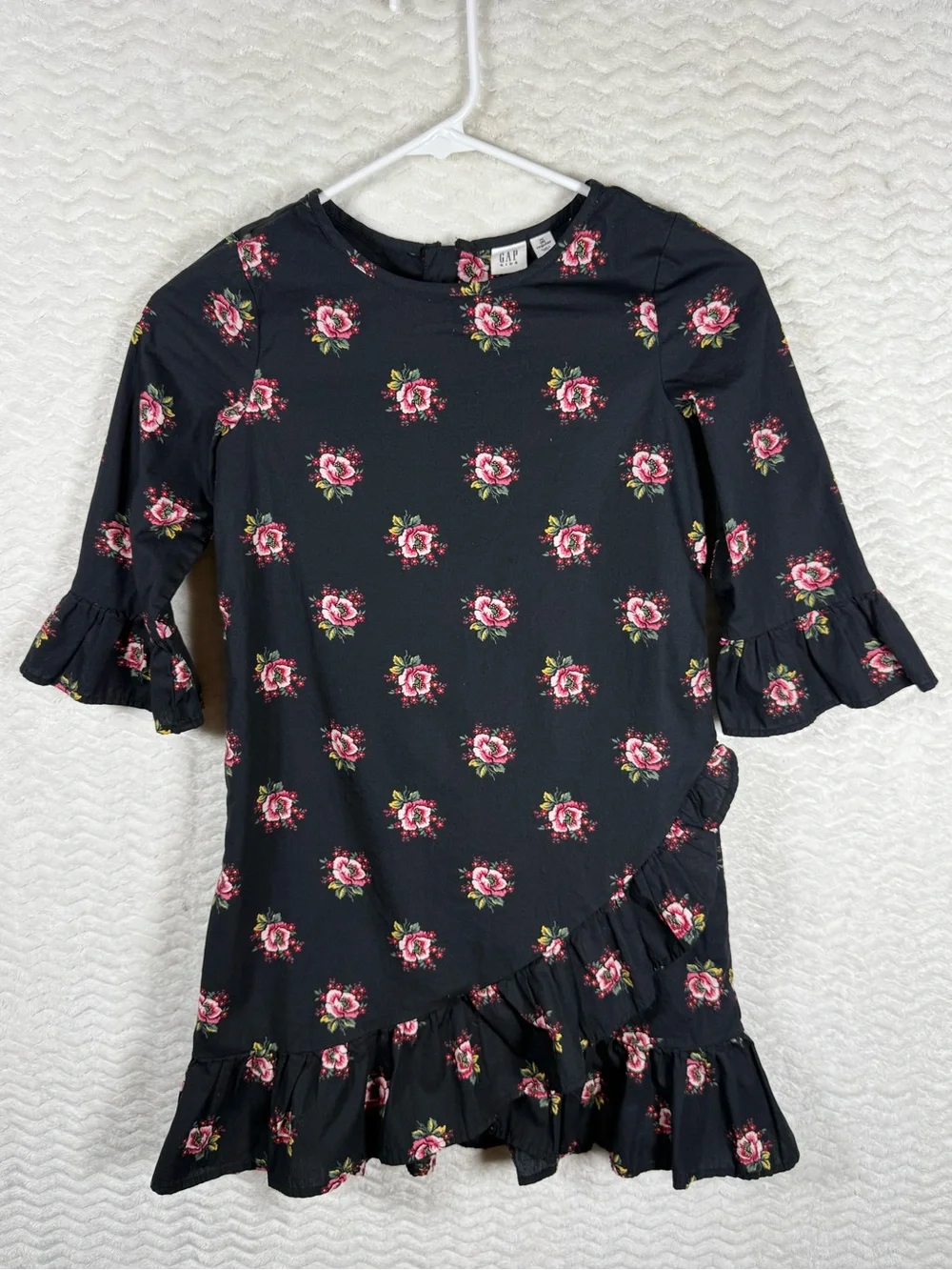 GAP Kids Black Dress with Pink and Yellow Floral Print